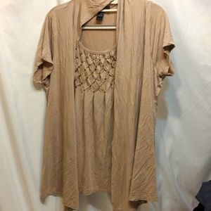 August Silk tan blouse size large